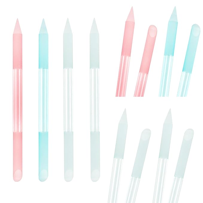 4Pcs Glass Cuticle Pusher, Crystal Cuticle Pusher Glass File, Dual-Ended by heemeei