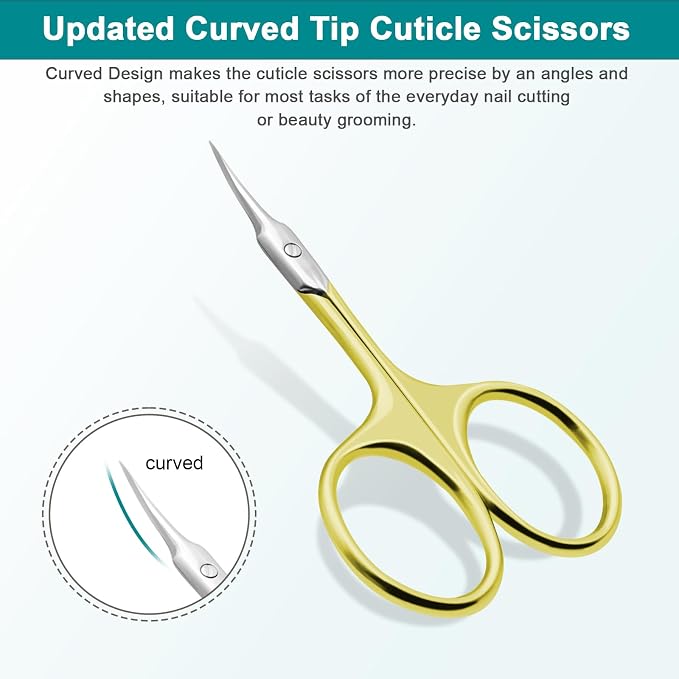 Lermende Cuticle Scissors Extra Fine Curved, Portable Stainless Steel Manicure - Image 3