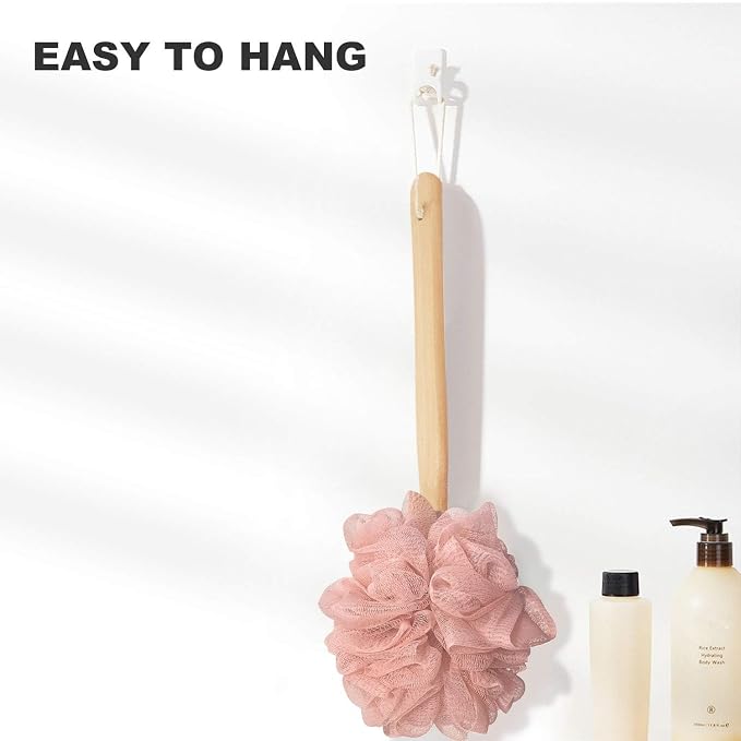 Pink Loofah with Handle - Image 6