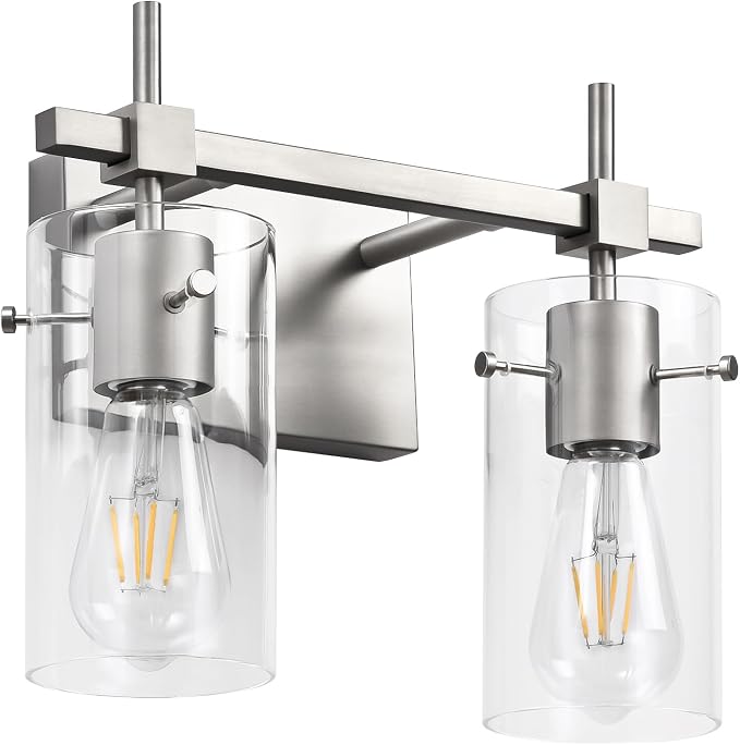 SOLFART 2 Light Wall Scone Vintage Vanity Light Fixtures Brushed Nickel Wall by SOLFART