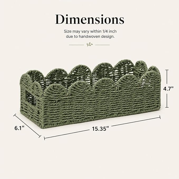 Scalloped Green Toilet Tank Basket - Image 3
