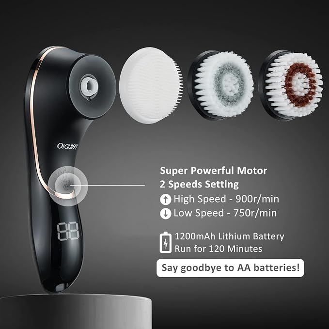 Facial Cleansing Brush, Electric Face Scrubber Rechargeable Exfoliator IPX-7 - Image 6