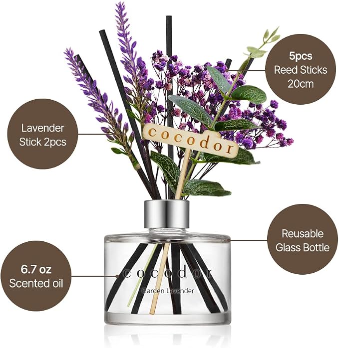 COCODOR Lavender Reed Diffuser/Black Cherry / 6.7oz / 1 Pack/Home Decor & - Image 3