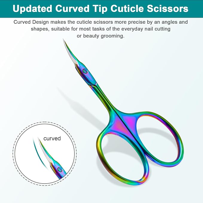 Lermende Cuticle Scissors Extra Fine Curved, Portable Stainless Steel Manicure - Image 3