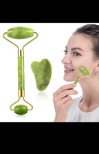 Jade Roller and Gua Sha Set, Natural Green Stone Facial Massage Tools - Image 4