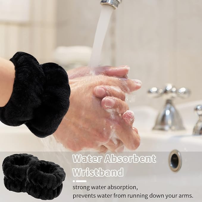 WHAVEL 6PCS Spa Headband and Wristbands Set, Face Wash Headband Wrist Bands - Image 2