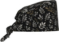 Scrub Cap for Women and Men Boho Black Leaf Pattern Adjustable Breathable by SUPLUCHOM