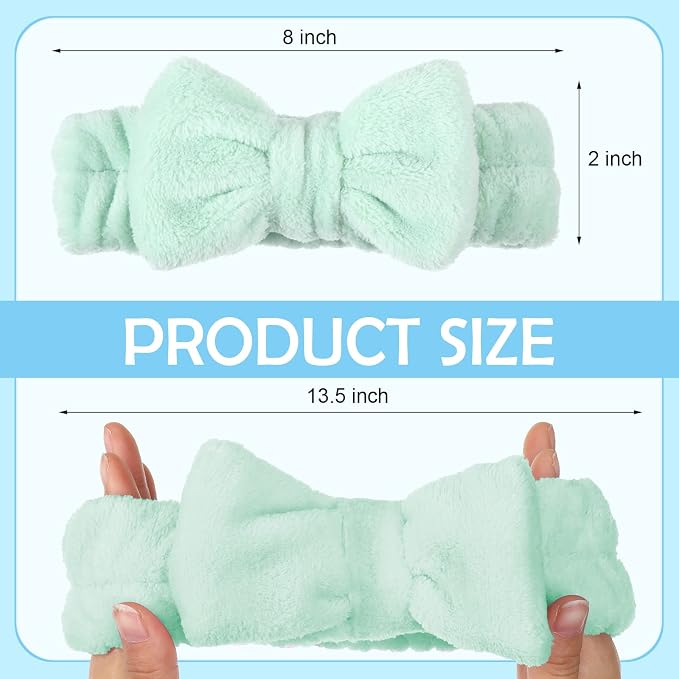 Yinder 40 Pack Bow Spa Headband Coral Fleece Makeup Headband Soft Face Wash - Image 3