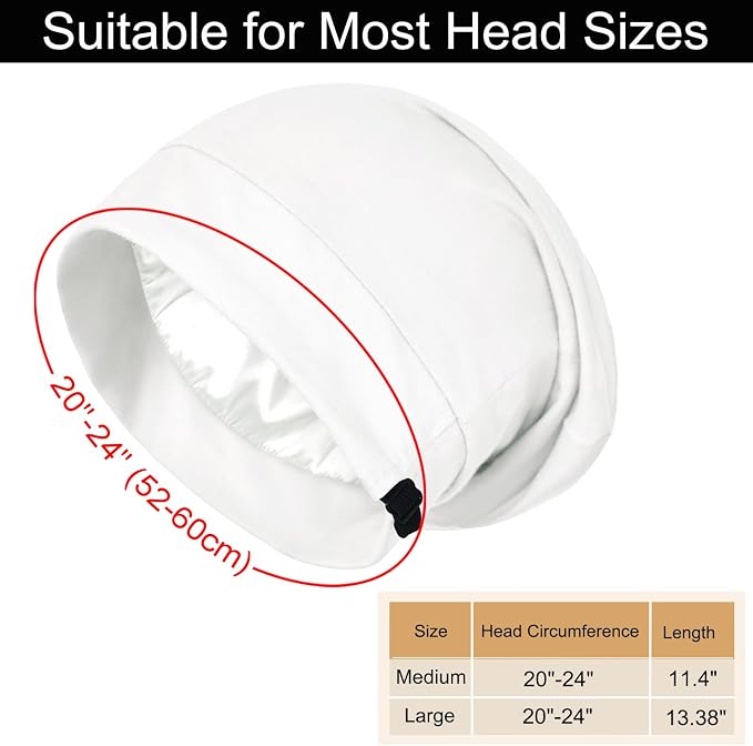 Satin Bonnet for Sleeping Night Cap, Adjustable Satin Lined Silk Bonnets Sleep - Image 5
