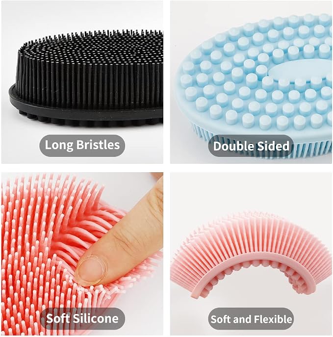 3 Pack Silicone Body Scrubber, Soft Silicone Loofah Exfoliating Body Scrubber - Image 2