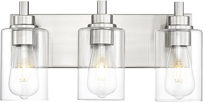 3-Light Bathroom Light Fixtures, Brushed Nickel Vanity Light by Metwet