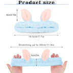 Cute Blue Rabbit Ears Headband Frog Eye Elastic to Wash Face - Image 2