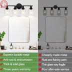 4-Light Bathroom Light Fixtures, Matte Black Modern Vanity Lights Over Mirror - Image 3