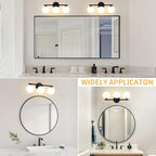 Black Globe Bathroom Light Fixtures 3-Light Vanity Light - Image 6