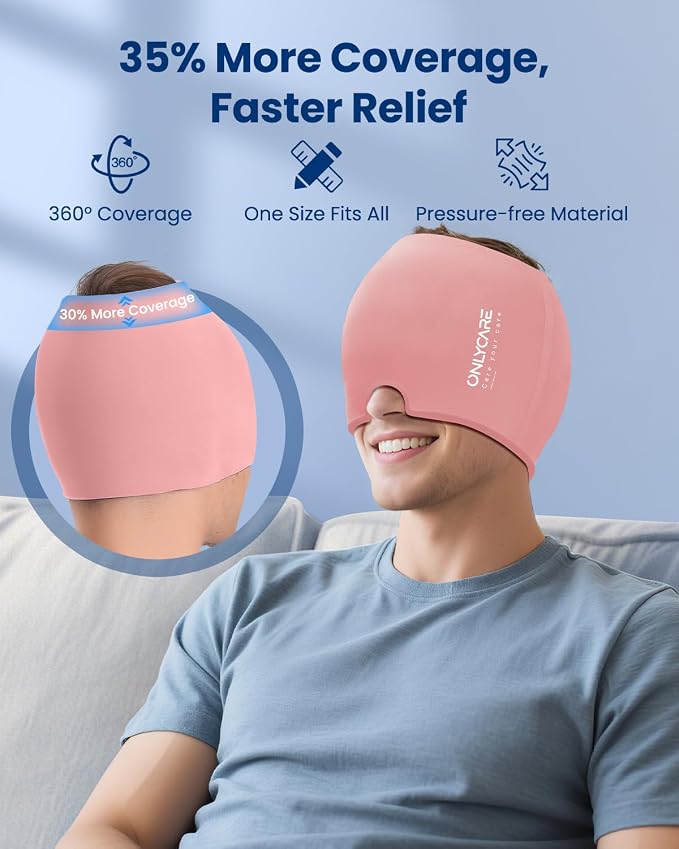 ONLYCARE Migraine Relief Cap, Upgraded Odorless Migraine Ice Head Wrap - Image 4
