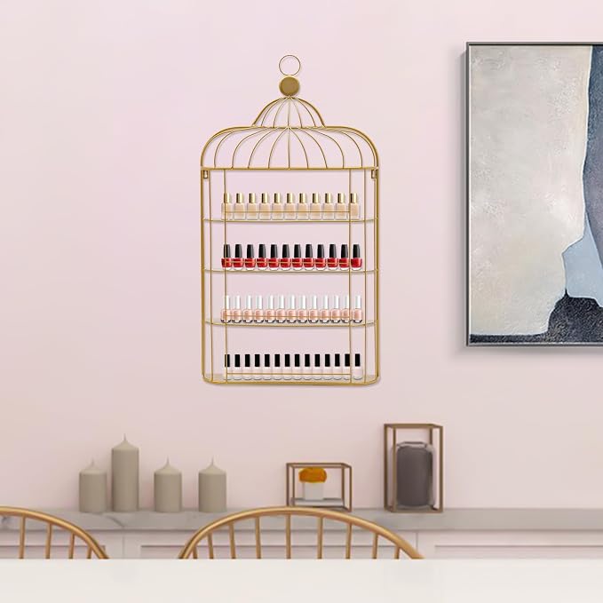 Nail Polish Organizer Wall Mounted, 4-Tier Nail Polish Storage Rack, Metal Nail - Image 2