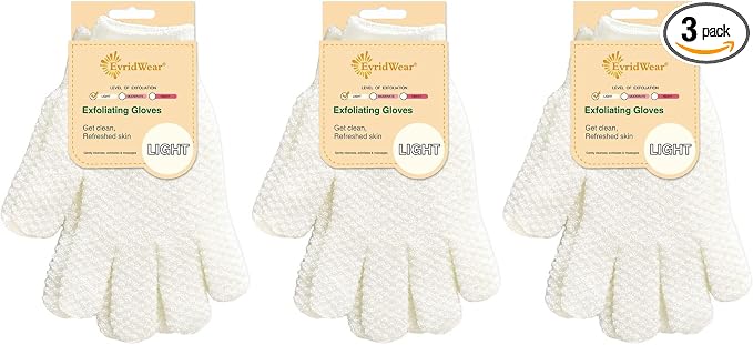 Evridwear Exfoliating Gloves for Shower, 100% Nylon Thick Soft Medium Heavy by Evridwear