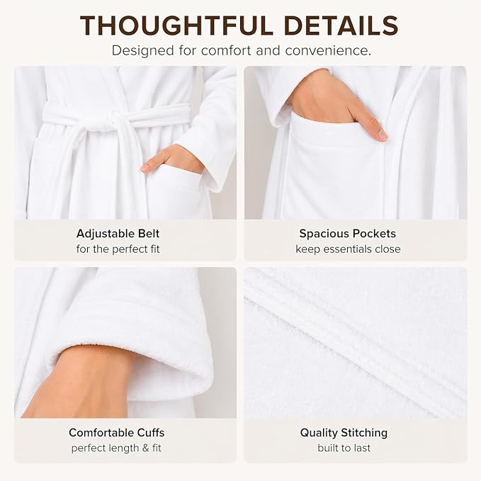 BIOLINEN 100% Cotton Terry Shawl Collar Bathrobe - Image 5