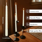 WPONSZU 10 Inch Ivory Spiral Taper Candle Set of 12 Pack Unscented Dripless - Image 7