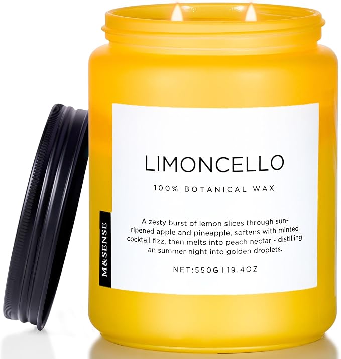 M&SENSE Limocello Summer Scented Candle, 19.4oz 110 Hours Long Burning Time by MSENSE