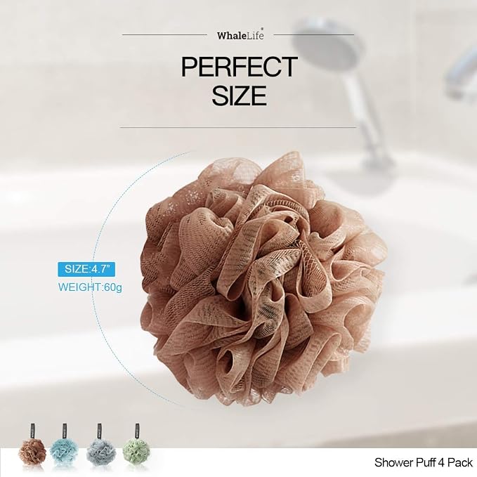 Loofah Sponge Bath Sponge for Women Men 4 Pack - Image 6