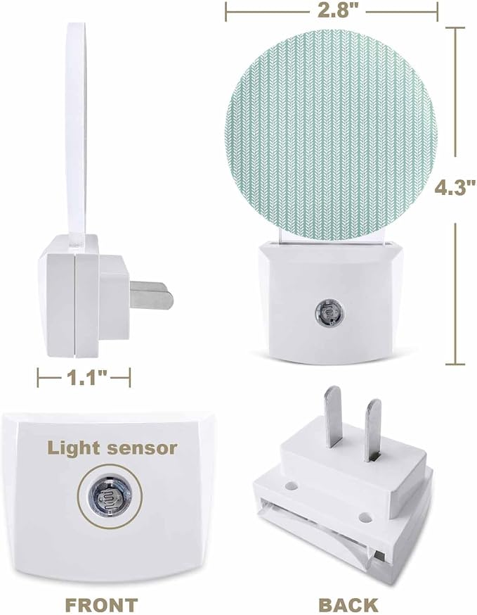 Night Lights Auto Sensor Teal Green Pinstripes Night Light Woven Denim Striped - Image 2