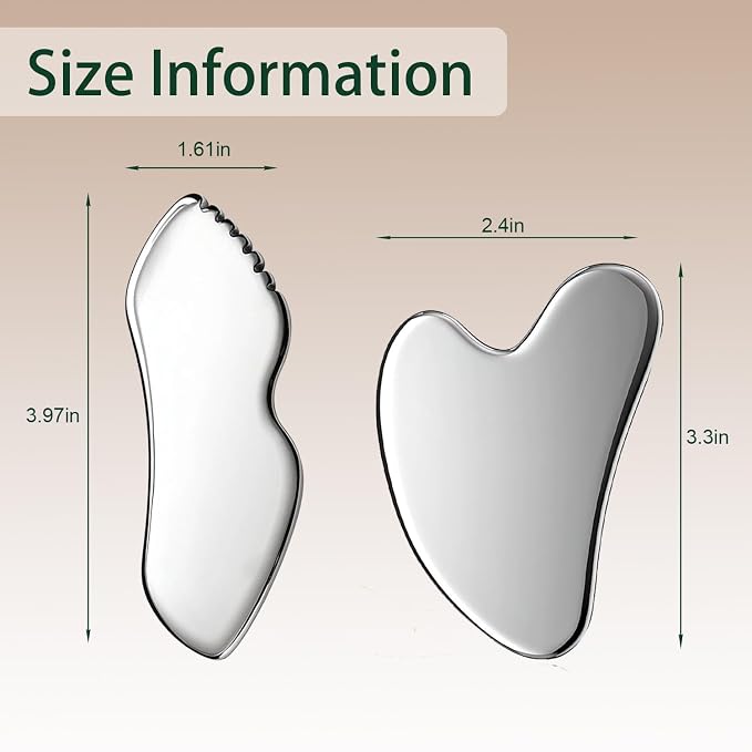 2Pcs gua sha facial tools stainless steel guasha set - Image 3