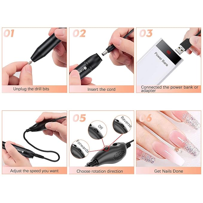 COSITTE Electric Nail Drill, USB Electric Nail Drill Machine - Image 4