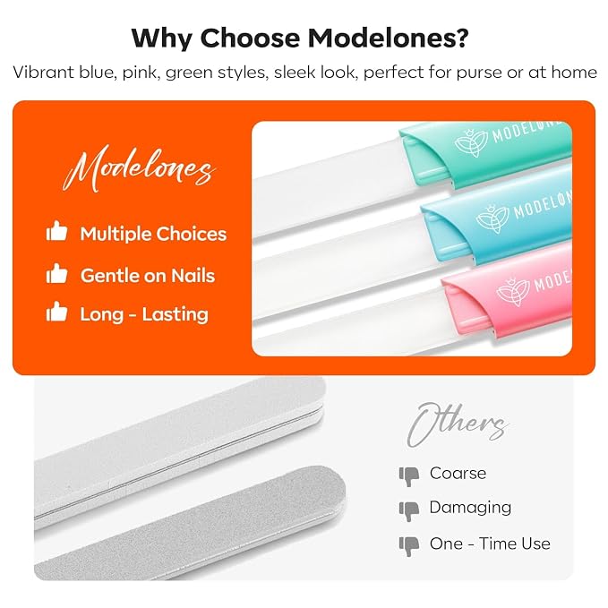 Modelones Glass Nail Files, Double-Sided Reusable Sandblasted Fingernail - Image 4