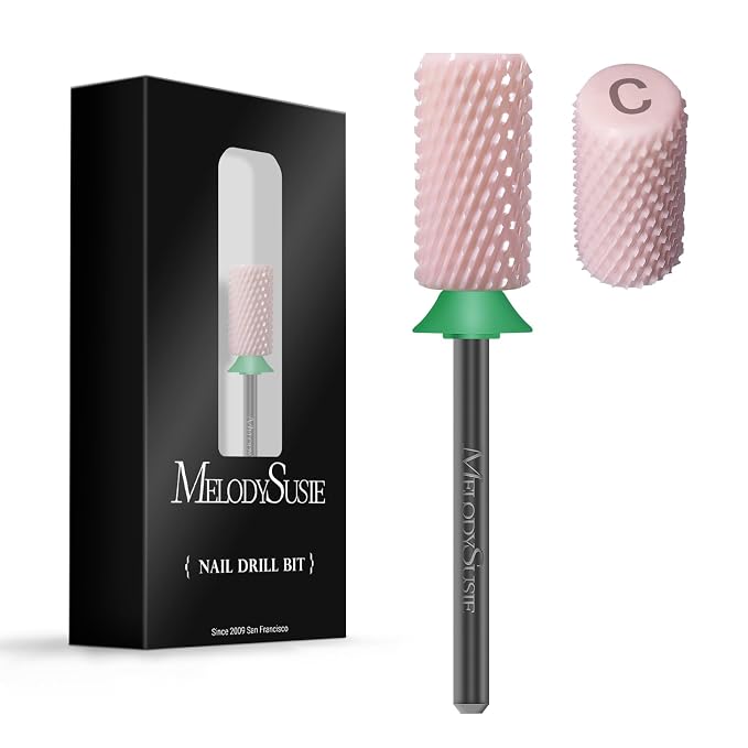 MelodySusie Ceramic Nail Drill Bits, 3/32'' Chamfer Flat Top Large Barrel Bits by MelodySusie