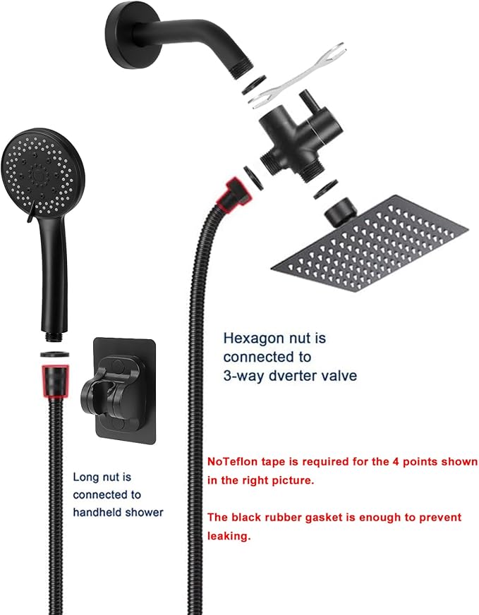 NearMoon Filtered Rain Shower Head, High Pressure 8″Square, and 5 settings - Image 6