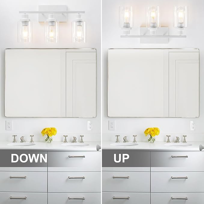 3 Light White Bathroom Light Fixtures Vanity Light Over Mirror Modern Wall - Image 7