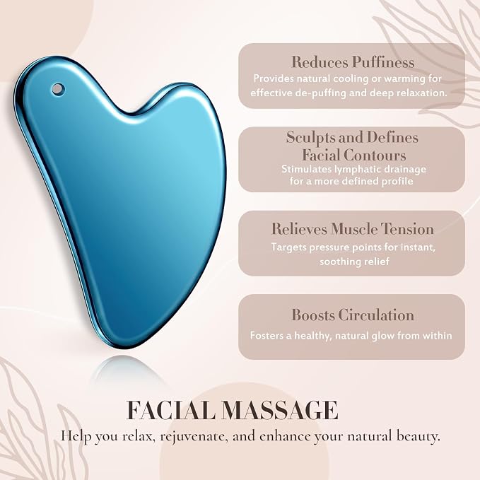 Nuanchu Stainless Steel Gua Sha Facial Tool, Metal Gua Sha - Image 5
