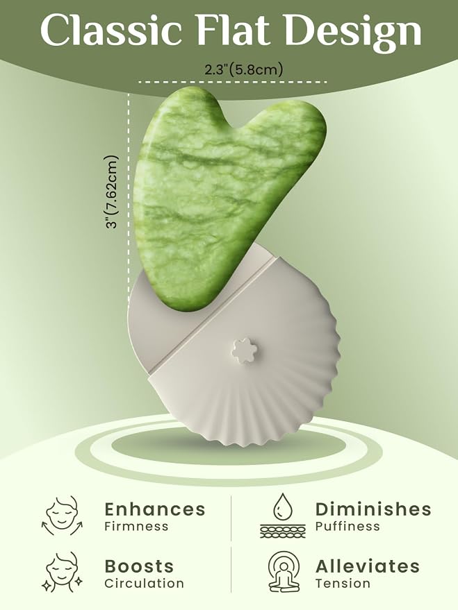 Rena Chris Gua Sha Facial Tools, Jade Guasha Tool - Image 2
