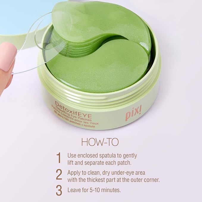 Pixi DetoxifEYE Depuffing Hydrogel Under-Eye Patches, Hyaluronic Acid & Caffeine - Image 4