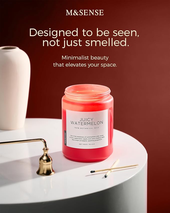 M&SENSE Juicy Watermelon Scented Candle, 19.4oz 110 Hours Clean Non Toxic - Image 4