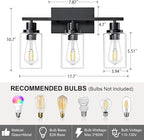 3 Light Bathroom Light Fixtures Black Vanity Light Over Mirror Modern Farmhouse - Image 3