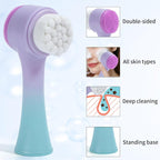 Face Brush 2 in 1, Silicone Facial Cleansing Exfoliating Brush Soft Bristles - Image 2