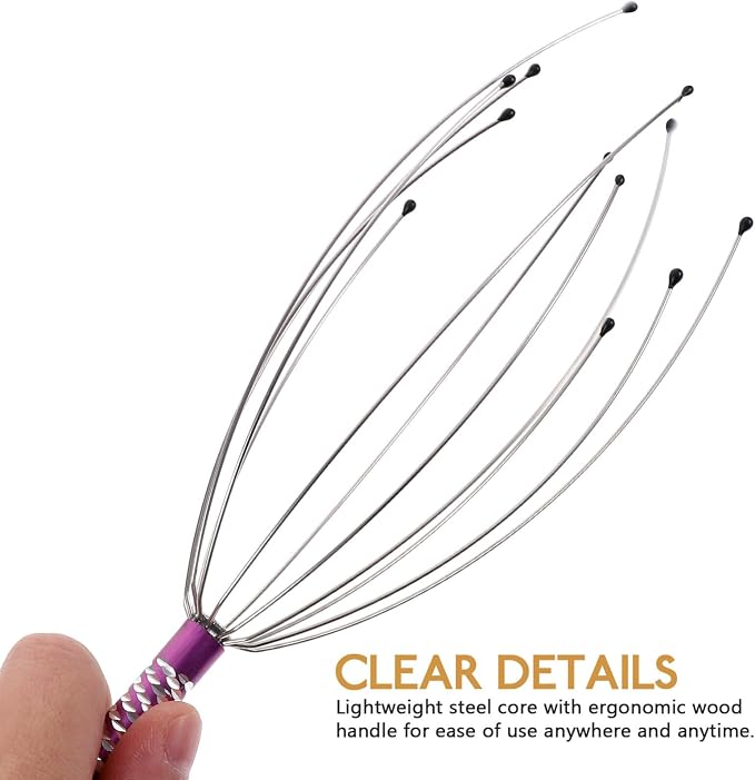rosenice Scalp Massager Hand Held Therapeutic Head Scratcher Steel Wire Head - Image 3