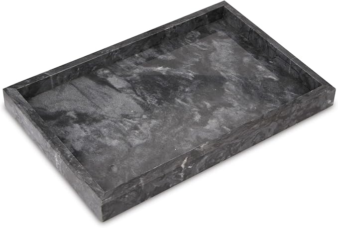 Marble Bathroom Vanity Tray, Natural Luxury Vanity Home Kitchen Bathroom Table by HESHIBI