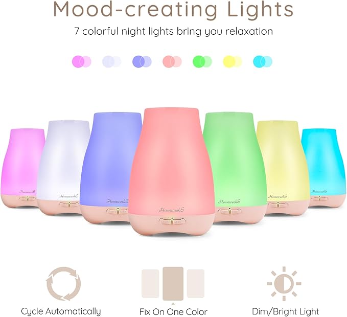 Homeweeks Diffusers, 100ml Colorful Essential Oil Diffuser - Image 4