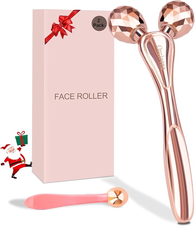 3D Face Roller Metal Facial Massager Face Sculpting Gua Sha Massage Tool by ORCLEENA