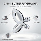 Stainless Steel Gua Sha Facial Tools, 3D Butterfly Facial Roller - Image 2