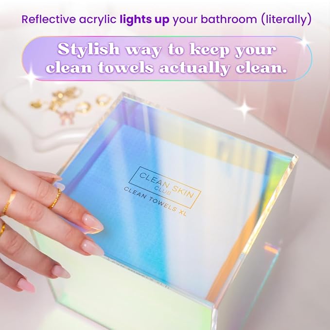 CLEAN SKIN CLUB Prism Box for Clean Towels XL – Acrylic Bathroom Storage - Image 4