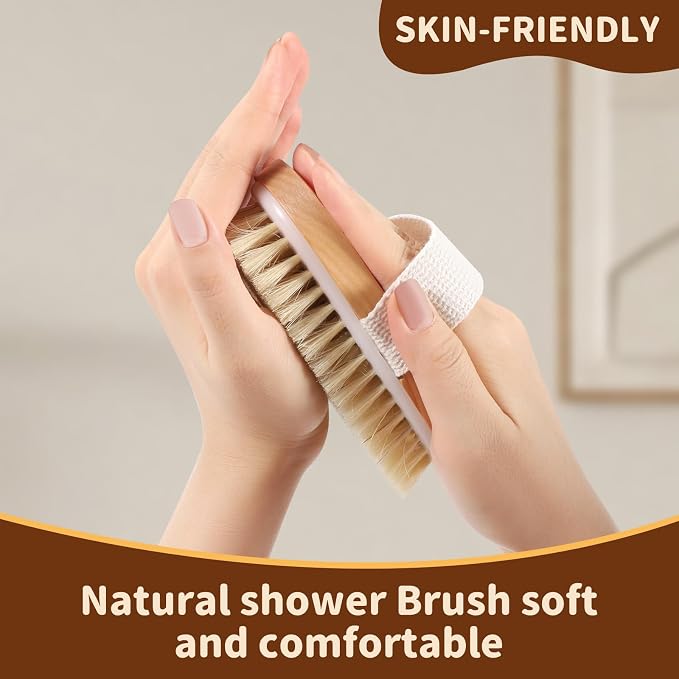 SAMEBUTECO 4 Pack Dry Body Brushing Brushes, Natural Bristle Exfoliating Scrub - Image 6