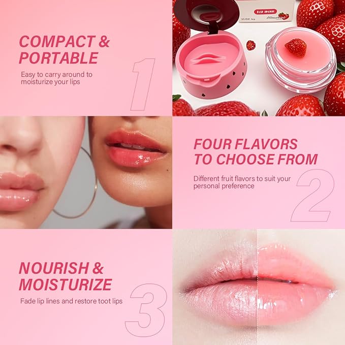 FYEBOO Fruit Lip Mask Set with Honey & Vitamin E, Moisturizing Overnight - Image 5