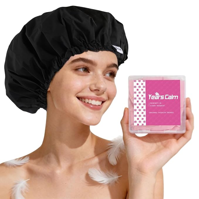 Years Calm Shower Cap for Women Waterproof Reusable – 27g Ultra Lightweight by Yearscalm