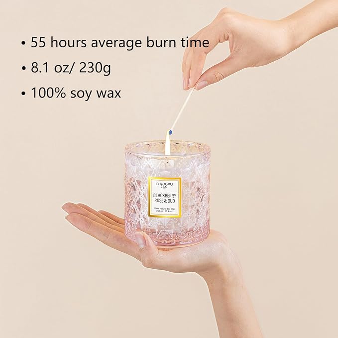 Chloefu LAN Rose Scented Candle, Oud Candle, Mothers Day Candles Gifts - Image 2