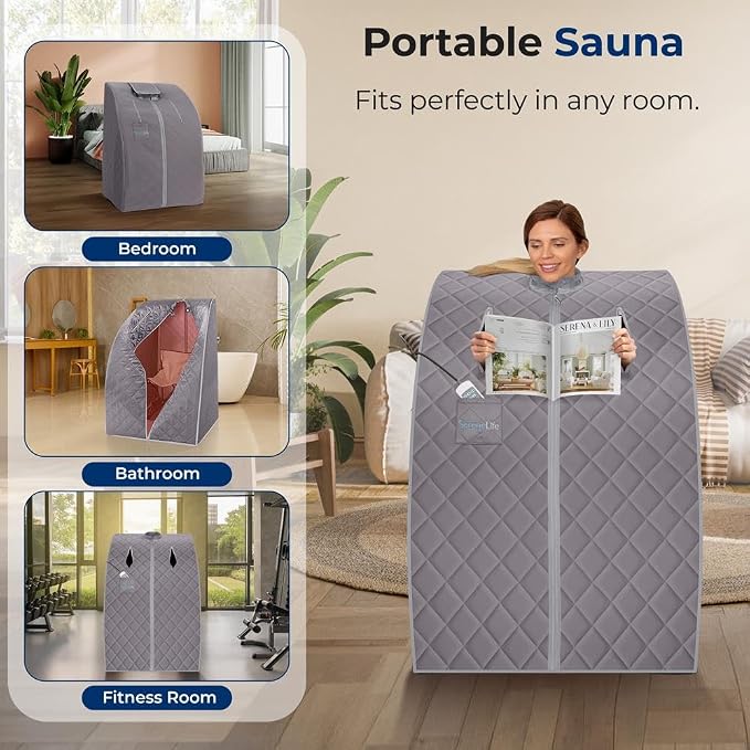 SereneLife Portable Infrared Home Spa | One Person Sauna | Heating Foot Pad and - Image 3