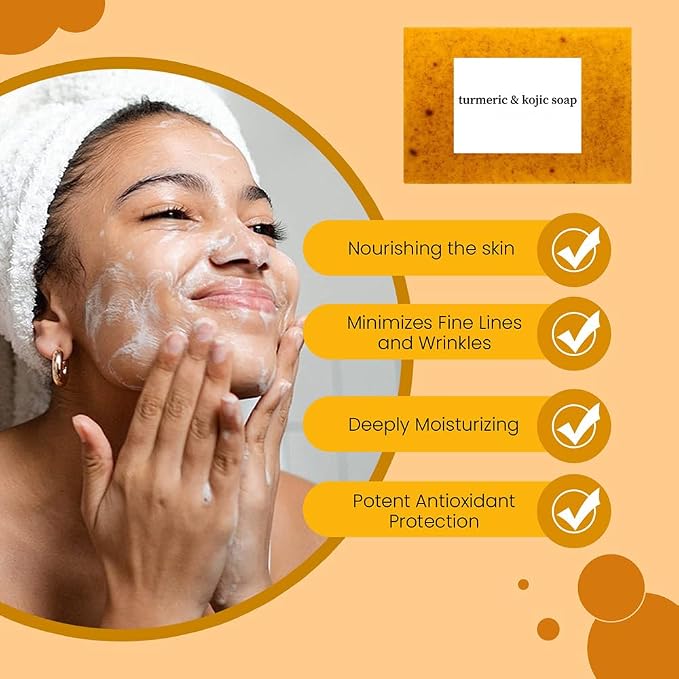 Turmeric Soap & Face Wash Set, Lemon Turmeric Kojic Soap Bar and Foaming Facial - Image 7